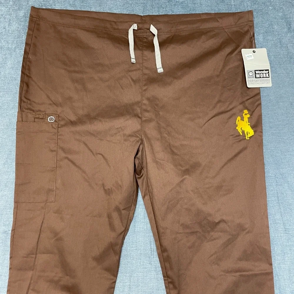 WonderWink University Of Wyoming Scrubs Pants Unisex Adults L Brown Drawstring - Picture 2 of 13
